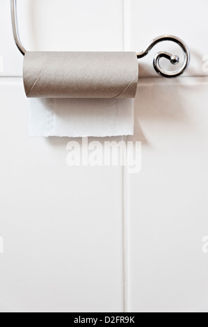 Last Sheet of toilet paper on a toilet roll Stock Photo