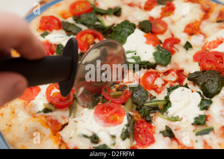 Close up of freshly baked pizza Stock Photo
