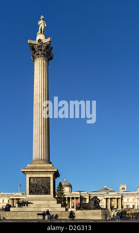 Nelson's Column in Trafalgar Square, London, UK Stock Photo