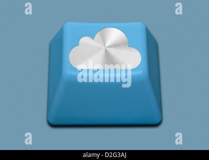 Isolated computer key with iCloud logo on it - cloud computing concept Stock Photo