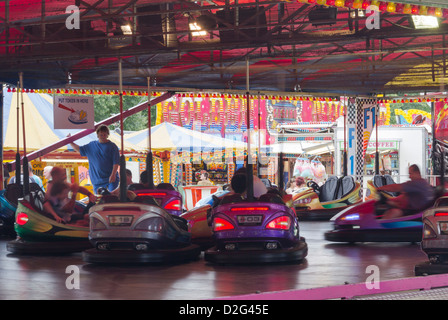 Dodgems at the travelling fairground set up in Gloucester Park for the Gloucester Carnival 2012. Stock Photo