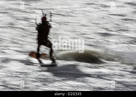 Kitesurfing on Turnagain Arm, Kenai Peninsula, Alaska, USA Stock Photo