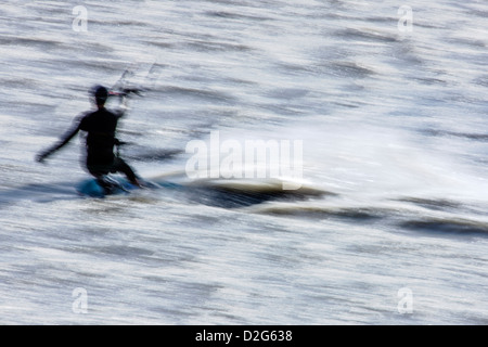 Kitesurfing on Turnagain Arm, Kenai Peninsula, Alaska, USA Stock Photo