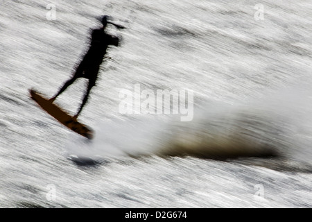 Kitesurfing on Turnagain Arm, Kenai Peninsula, Alaska, USA Stock Photo