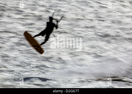 Kitesurfing on Turnagain Arm, Kenai Peninsula, Alaska, USA Stock Photo