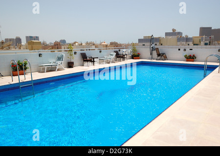 Swimming pool on the top of skyscraper, Dubai, UAE Stock Photo