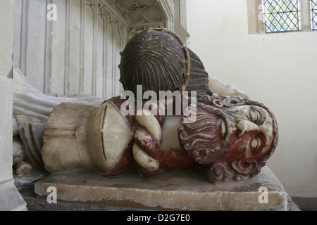 Saracen's head on John de La Pole's tomb in St Andrew's church, Wingfield, Suffolk, UK Stock Photo