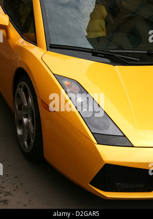 Detail of the magnificent yellow automobile Stock Photo