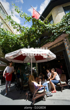 Tophane is the next area that is going to be gentrified.Hip cafes open up in this still a bit ramshackle area along the Bosporus Stock Photo