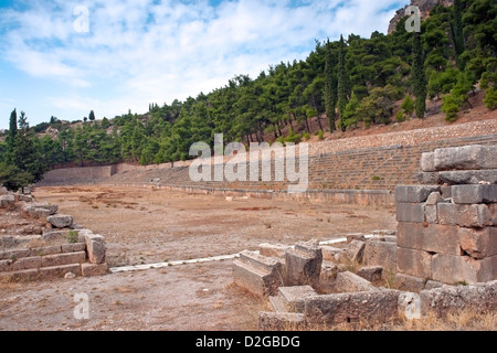 The Stadium at the top of the ruins of Delphi;Greece Stock Photo