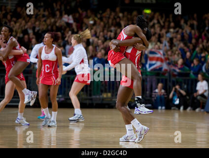 23.01.2013 London, England.  England celebrate winning the International Netball Series 2nd Test Match and series between England and Australia from Wembley Arena. Stock Photo