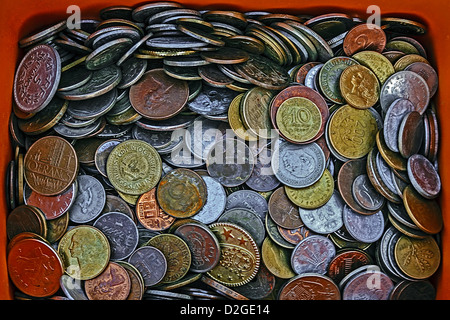 Old coins of different nationalities, from different periods. Stock Photo