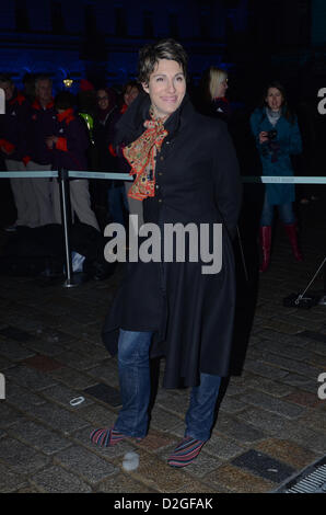 January 23rd 2013: Tamsin Greig: 100 Charities Launch the 'Enough Food for Everyone IF....!!! campaign, Calling for action on the route causes of World Hunger Join at www.enoughfoodif.com #IF. at Somerset House, London, UK. Stock Photo