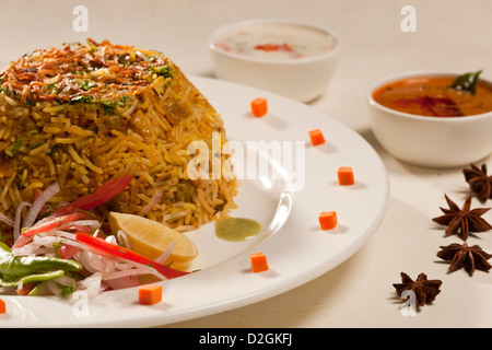 Hot delicious vegetable biryani. Stock Photo