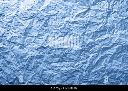 Blue crumpled paper texture for background. Top view Stock Photo