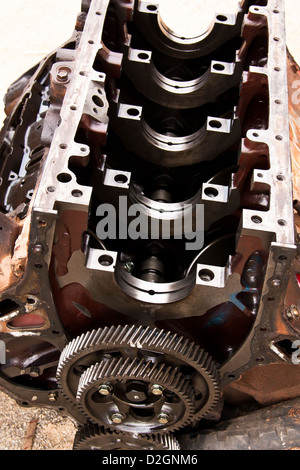 Engine Split Lay Crankshaft room of engine Were split apart on ground background Stock ...