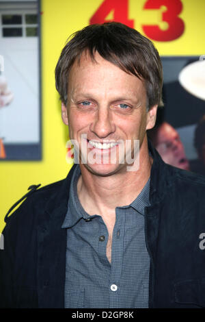 US pro skateboarder and actor Tony Hawk arrives for the premiere of the film 'Movie 43' at Hollywood's Grauman's Chinese Theatre in Los Angeles, USA, 23 January 2013. Photo: Hubert Boesl Stock Photo