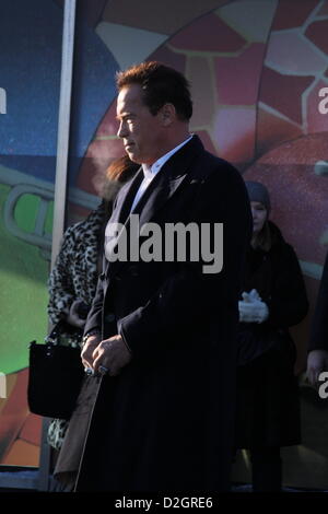 23.01.2013. Moscow. Russia. Arnold Schwarzenegger at a photocall held as part of the world tour to promote the film 'The Last Stand', on the roof of the Ritz Carlton Hotel. Stock Photo