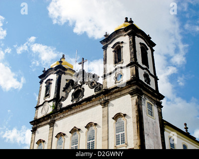 The twin towers of Bonfim Church, the 18th Century Catholic Church in Salvador, Brazil Stock Photo