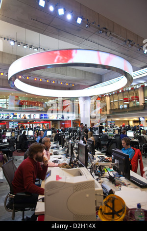 High-tech hub of BBC Global News newsroom, British Broadcasting House, Portland Place, London, United Kingdom Stock Photo