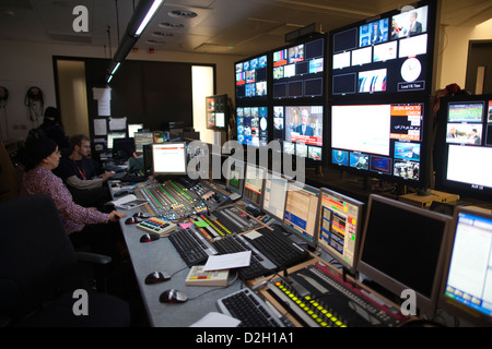 High-tech editing suite at BBC Persian collaboration area, British Broadcasting House, Portland Place, London, United Kingdom Stock Photo