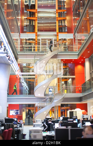 High-tech hub of BBC Global News newsroom, British Broadcasting House, Portland Place, London, United Kingdom Stock Photo