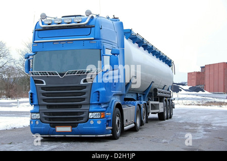 Blue Semi Trailer Combination Rig Stock Photo