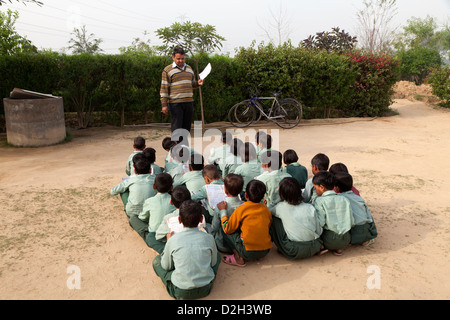 Children at school in outdoor class Stock Photo