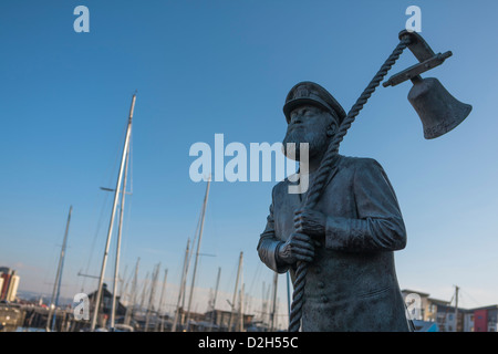 Captain Cat statue from Dylan Thomas's Under Milk Wood commissioned by Swansea Council. Swansea, Wales. Stock Photo