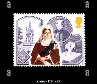 British 1987 commemorative postage stamp showing an old Queen Victoria, UK Stock Photo