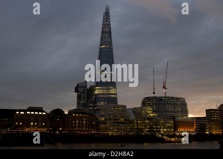 The Shard, also referred to as the Shard of Glass, Shard London Bridge and  formerly London Bridge Tower, at dusk. Stock Photo