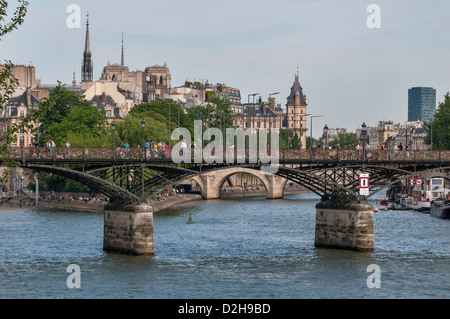 The banks of the Seine,The Pont des Arts and the Cathedral Notre Dame