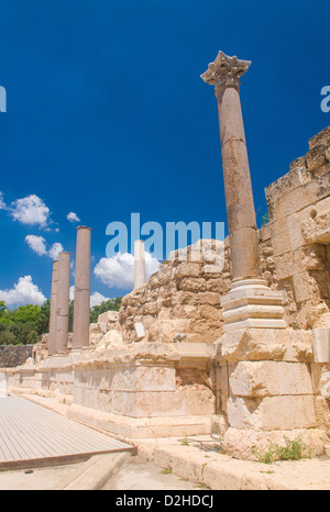 Ruins of the Roman city Scythopolis in the Beit Shean National Park , Israel Stock Photo