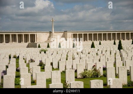 Pozieres cemetery and Memorial a British First World War cemetery on the Somme in France. Stock Photo