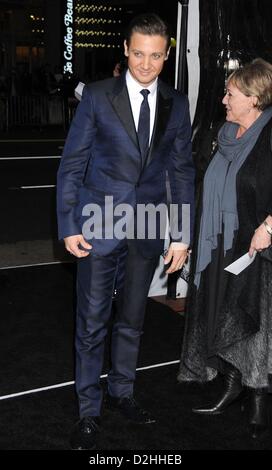 Jan. 24, 2013 - Los Angeles, California, USA - Jan 24, 2013 - Los Angeles, California, USA - Actor JEREMY RENNER  at the  'Hansel & Gretel: Witch Hunters' Hollywood Premiere held at Grauman's Chinese Theater. (Credit Image: © Paul Fenton/ZUMAPRESS.com) Stock Photo