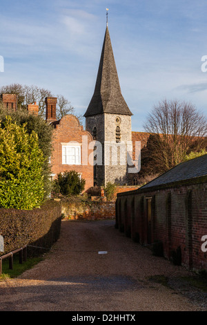 Manor house and church in the pretty Kent Village of Ickham, UK Stock Photo