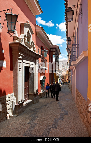 Jaen Street, last historic road, La Paz, Bolivia, South America Stock Photo