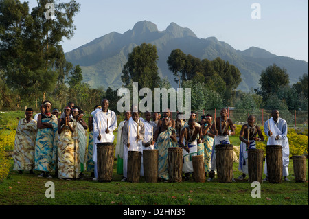 Intore dancing,Volcanoes National Park, Rwanda Stock Photo