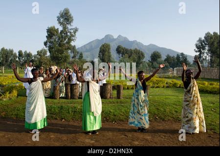 Intore dancing,Volcanoes National Park, Rwanda Stock Photo