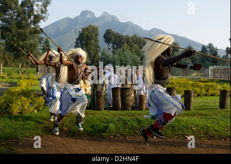 Intore dancing,Volcanoes National Park, Rwanda Stock Photo