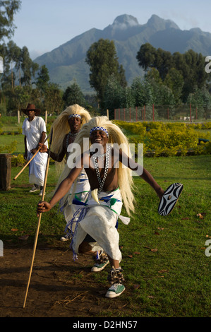 Intore dancing,Volcanoes National Park, Rwanda Stock Photo