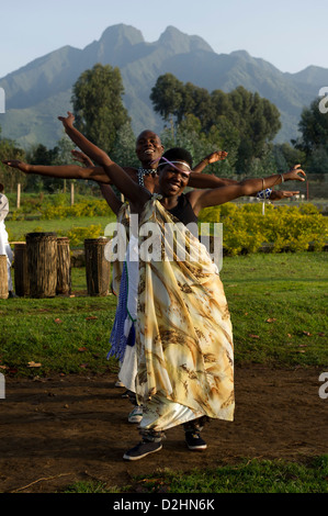 Intore dancing,Volcanoes National Park, Rwanda Stock Photo