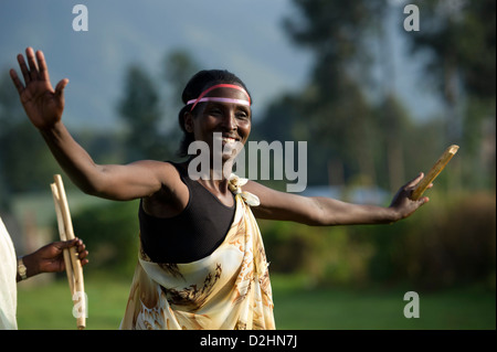 Intore dancing,Volcanoes National Park, Rwanda Stock Photo