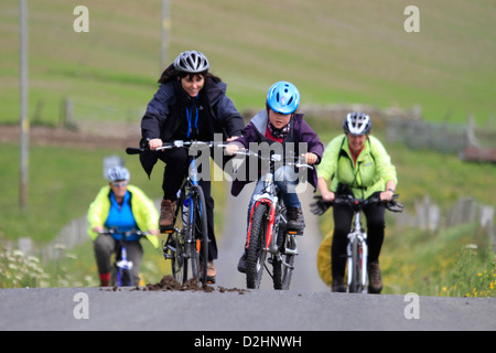 Cycling on Westray, Orkney isles Stock Photo