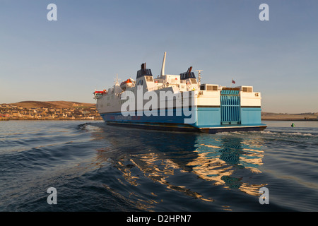 Northlink ferry approaching Stromness, Orkney isles Stock Photo