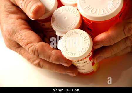 Medications taken by a chronically ill patient. Stock Photo