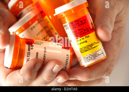 Medications taken by a chronically ill patient. Stock Photo