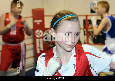 Teenage girl at a Boxing Club South Yorkshire UK Stock Photo