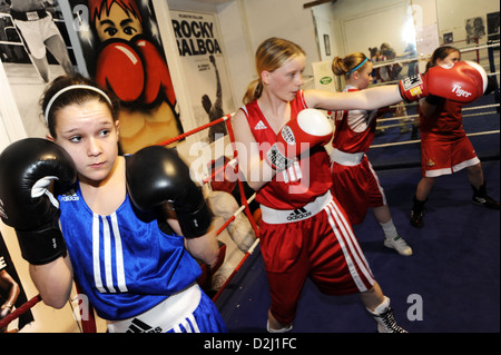 Girls at a Boxing Club South Yorkshire UK Stock Photo