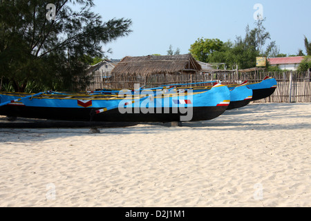 Colourful Boats, Tulear Beach, Anakao, Southern Madagascar, Africa. Stock Photo